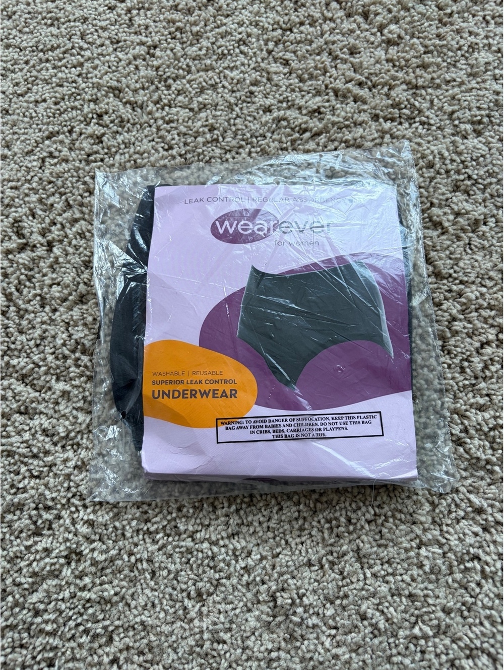 Women's Wearever Washable Reusable Leak Control Underwear black Large